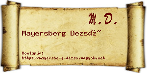 Mayersberg Dezső névjegykártya